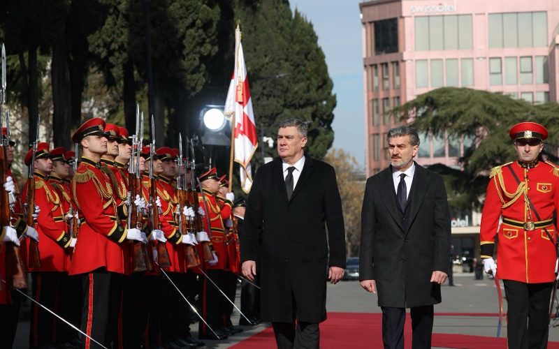 საქართველოს პრეზიდენტის სასახლეში ხორვატიის რესპუბლიკის პრეზიდენტის, ზორან მილანოვიჩის დახვედრის ოფიციალური ცერემონია…