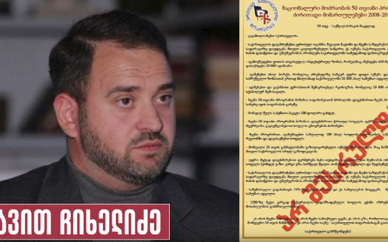 დავით ჩიხელიძე: „ნაცმოძრაობა“ რომ ვინმეს შეუსრულებელ დაპირებებზე დაუწყებს საუბარს, ჩემი თხოვნა იქნება, ეს დოკუმენტი ააფაროთ…